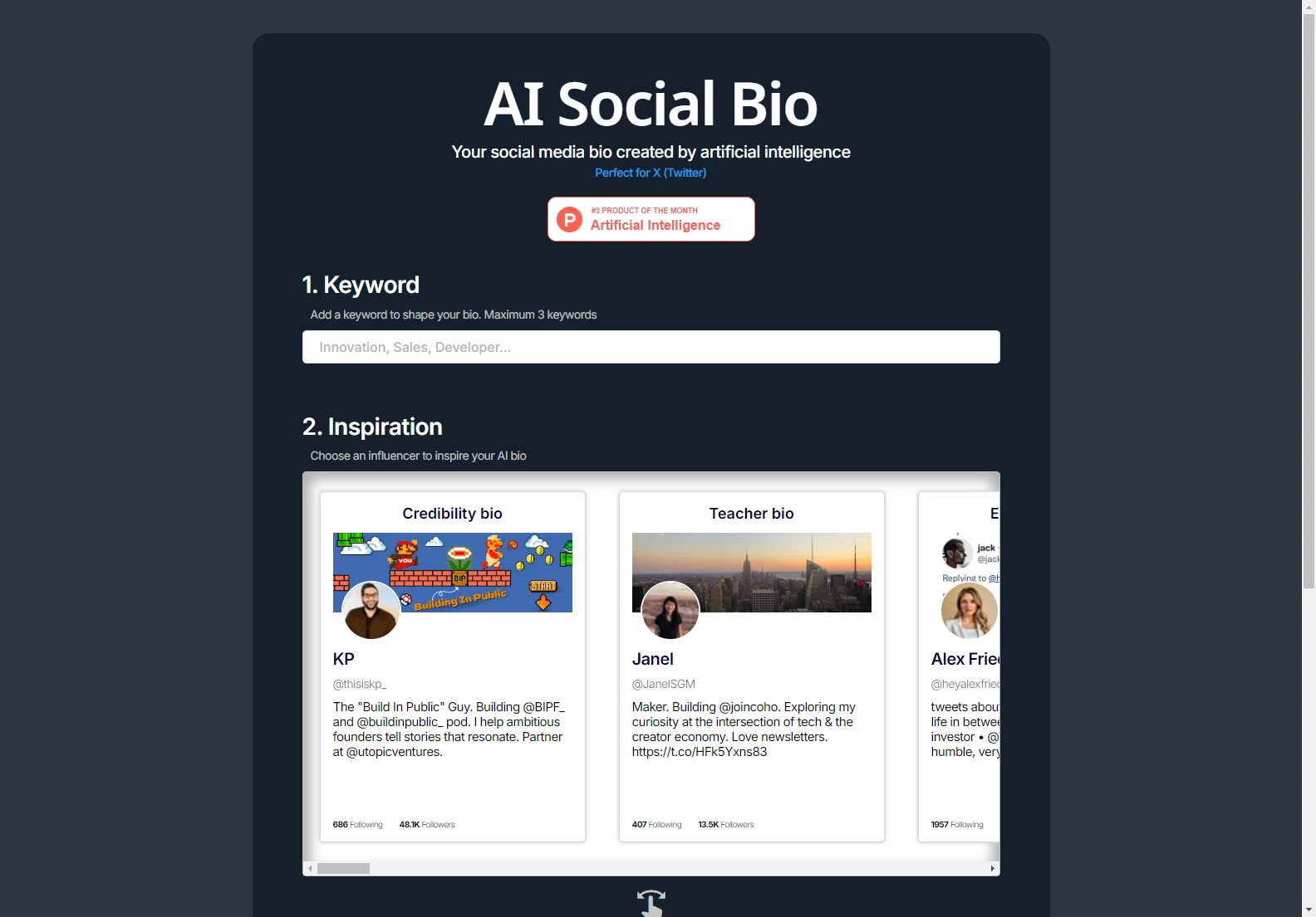 AI Social Bio: Create Optimized Social Media Bios with AI