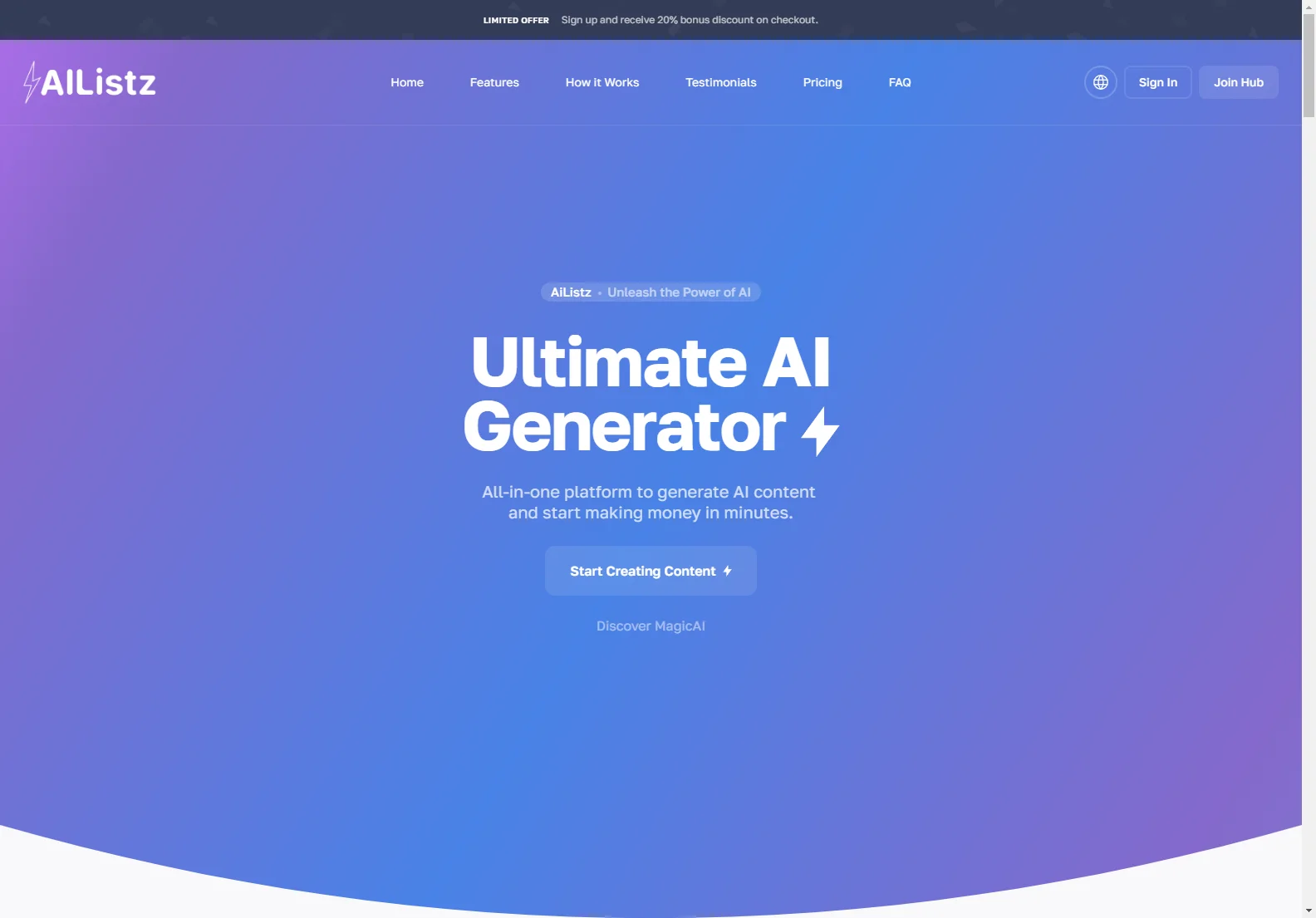 AiListz: AI-Powered Content Creation and Design Simplified