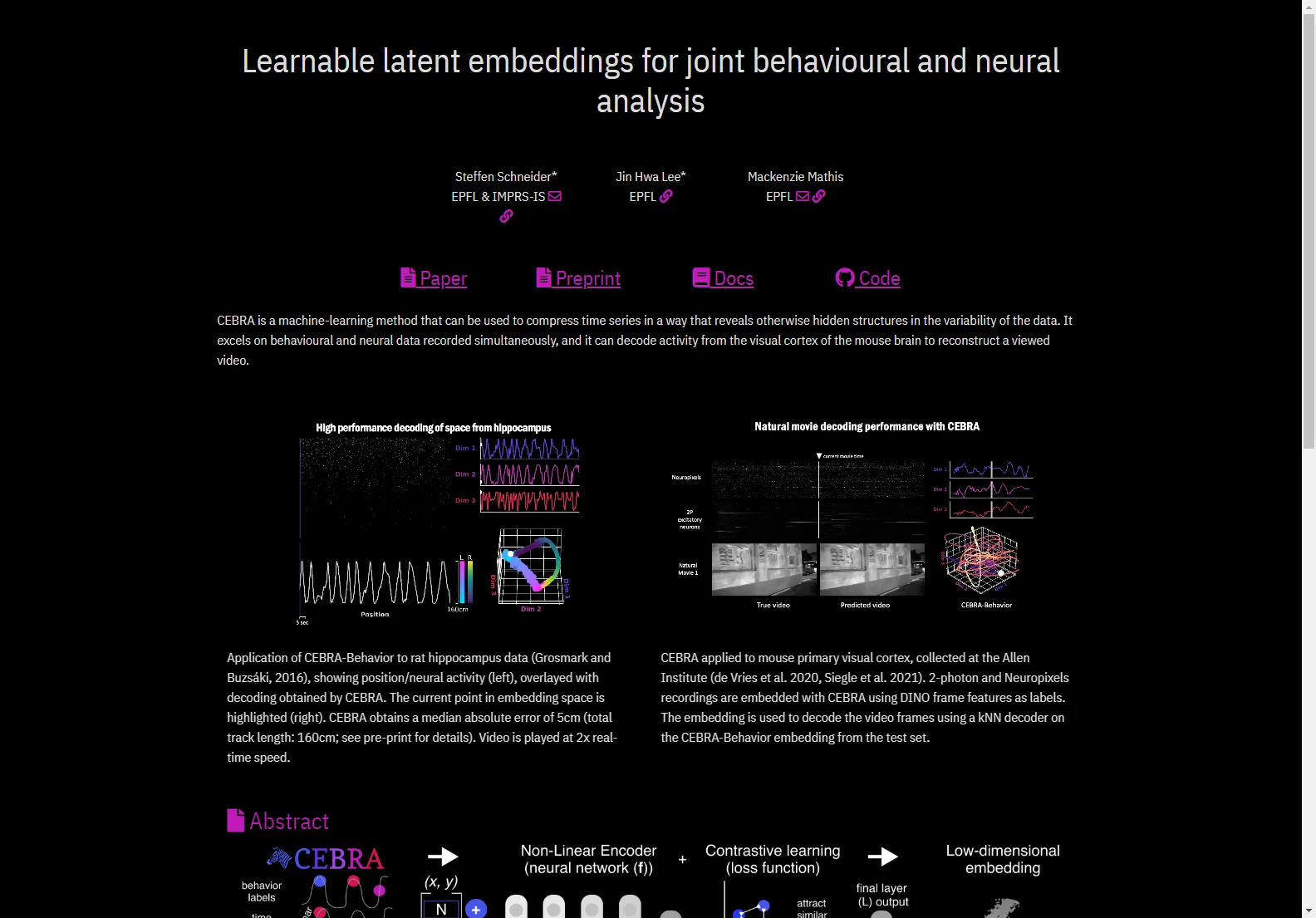 CEBRA: Joint Behavioral and Neural Analysis with Learnable Latent Embeddings