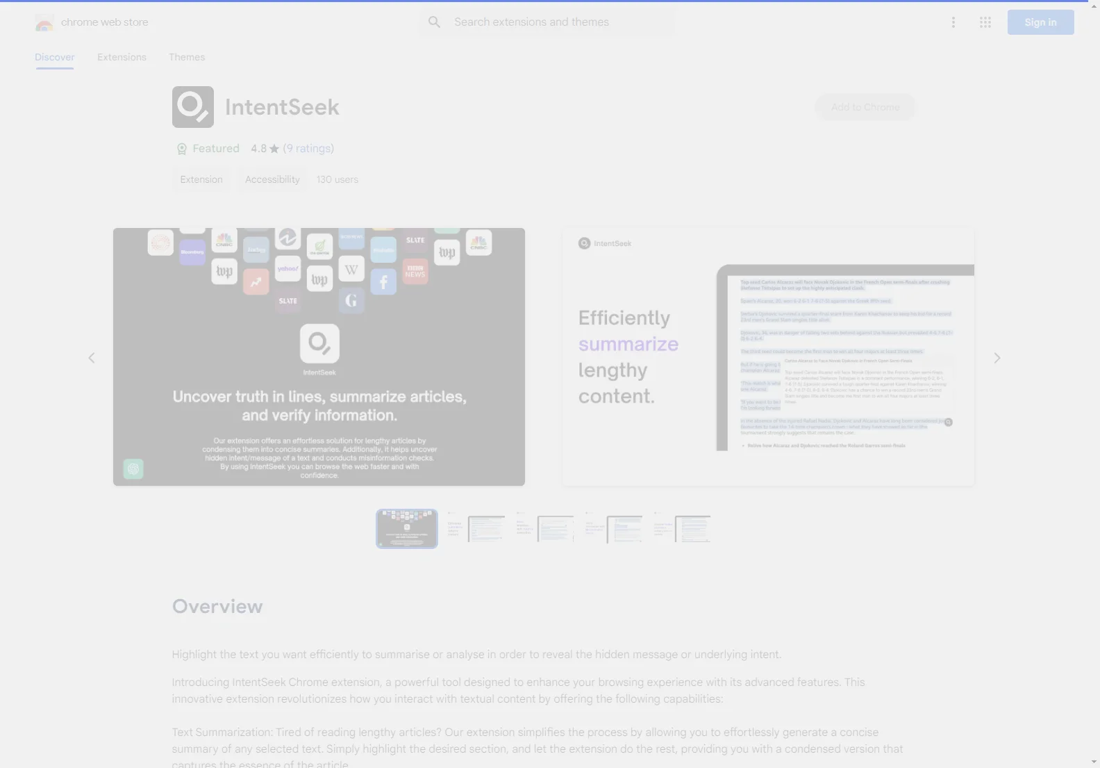 IntentSeek Chrome Extension: Summarize, Analyze Intent, and Detect Misinformation