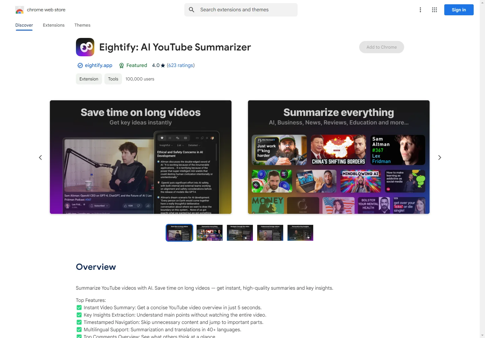 Eightify: AI YouTube Summarizer - Instant Video Summaries & Key Insights