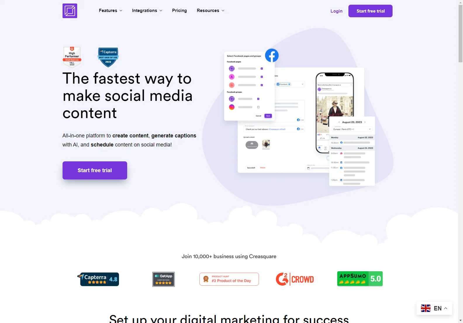 Creasquare: AI-Powered Social Media Content Creation & Scheduling