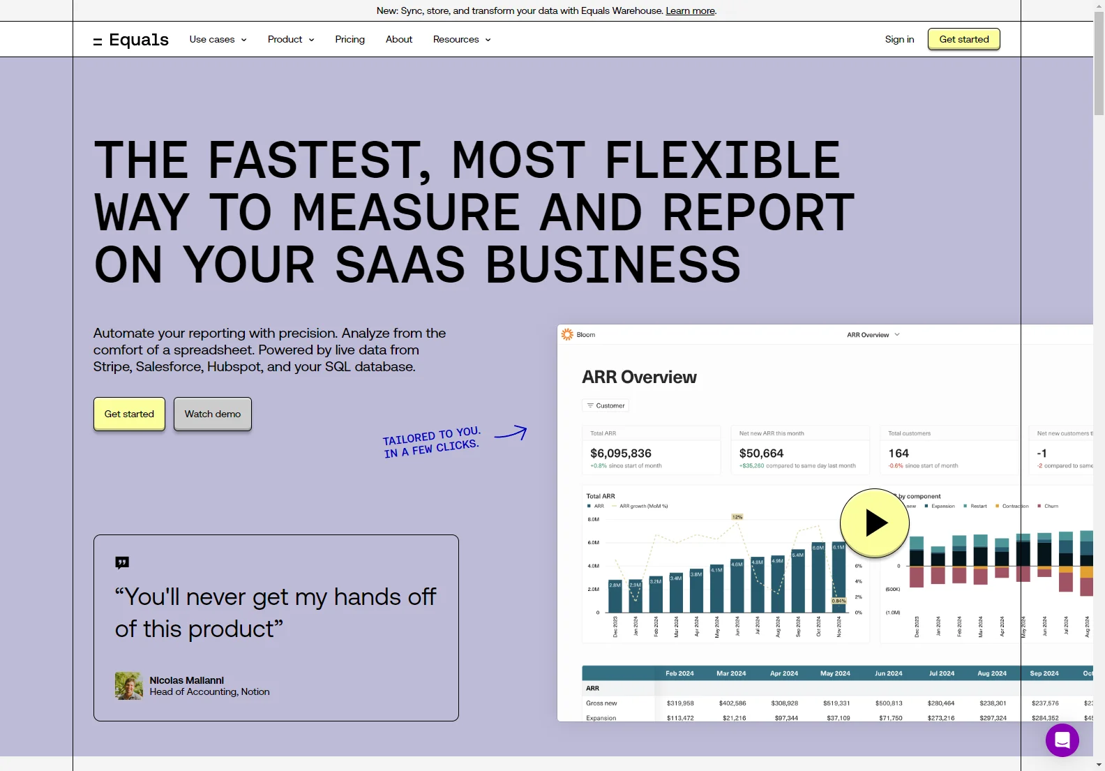 Equals: The Next-Generation Spreadsheet for SaaS Businesses