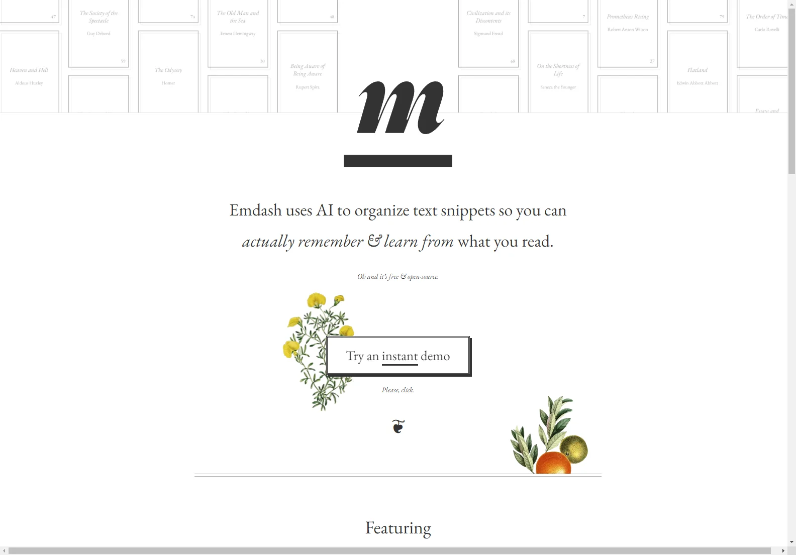 Emdash: AI-Powered Book Highlight Organizer for Deeper Learning