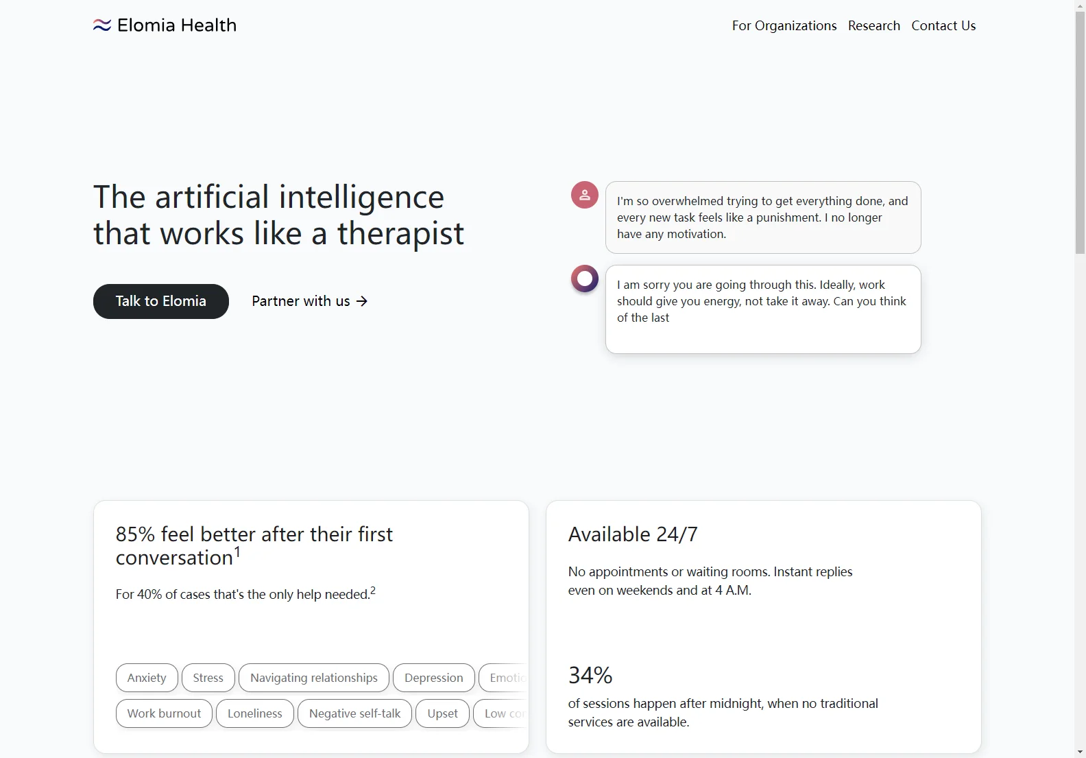 Elomia Health: AI-Powered Mental Wellness Chatbot for 24/7 Support