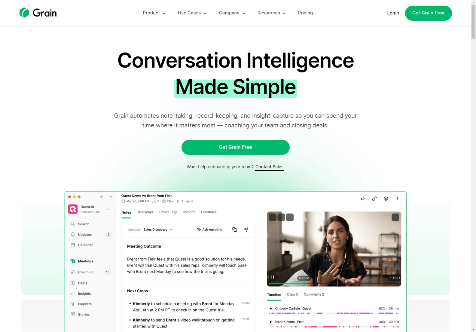 Grain: AI-Powered Conversation Intelligence for Sales & Team Success