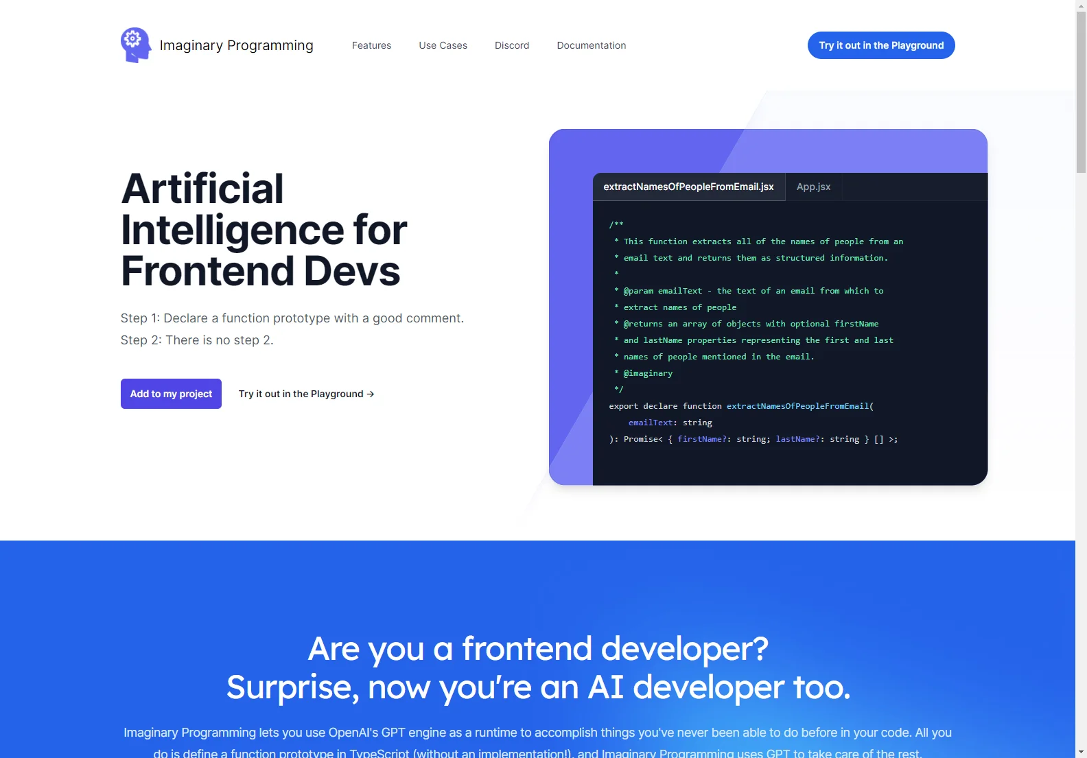 Imaginary Programming: AI-Powered Code Generation for Frontend Devs