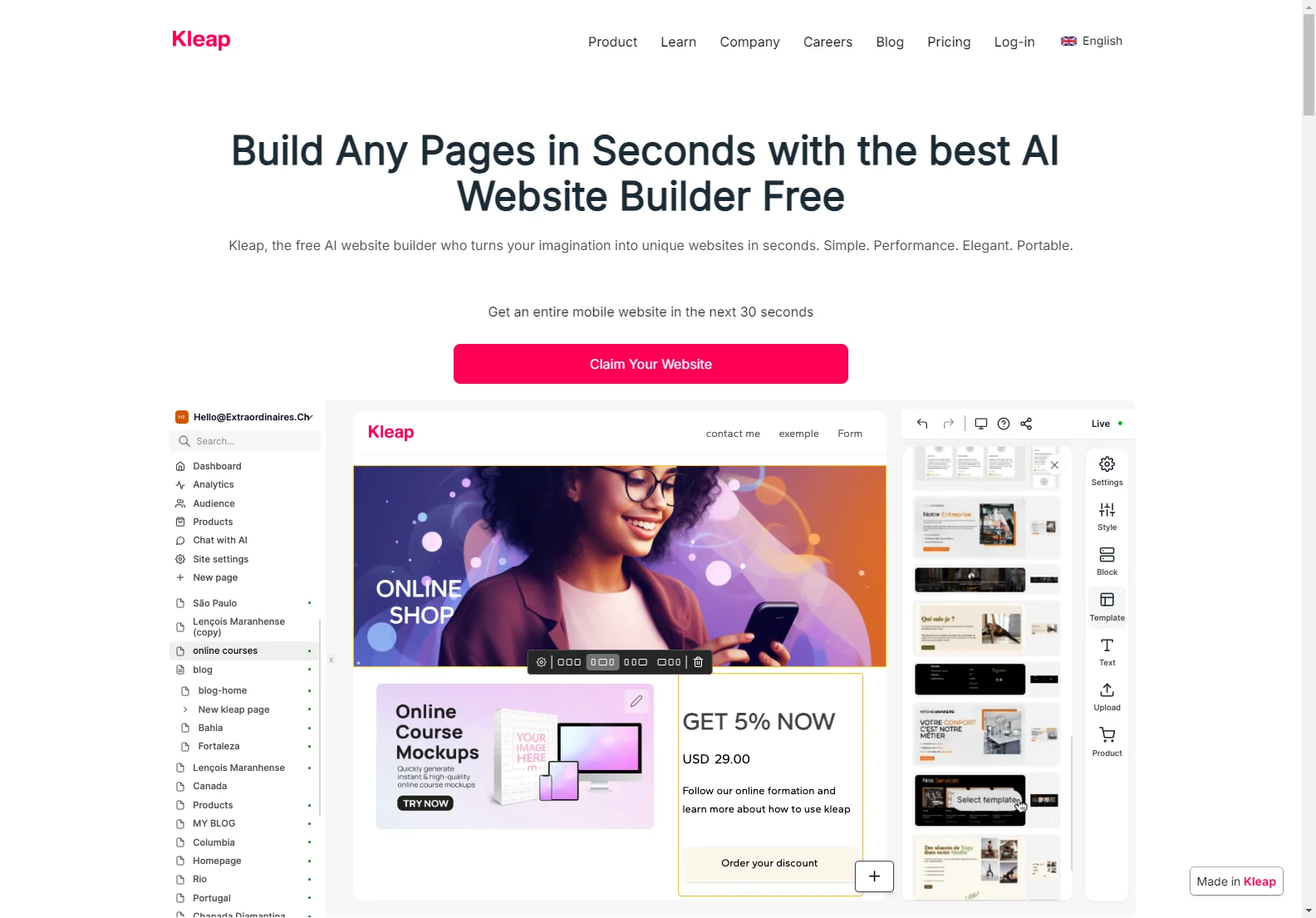 Kleap: The Best AI Website Generator for Stunning Websites in Seconds