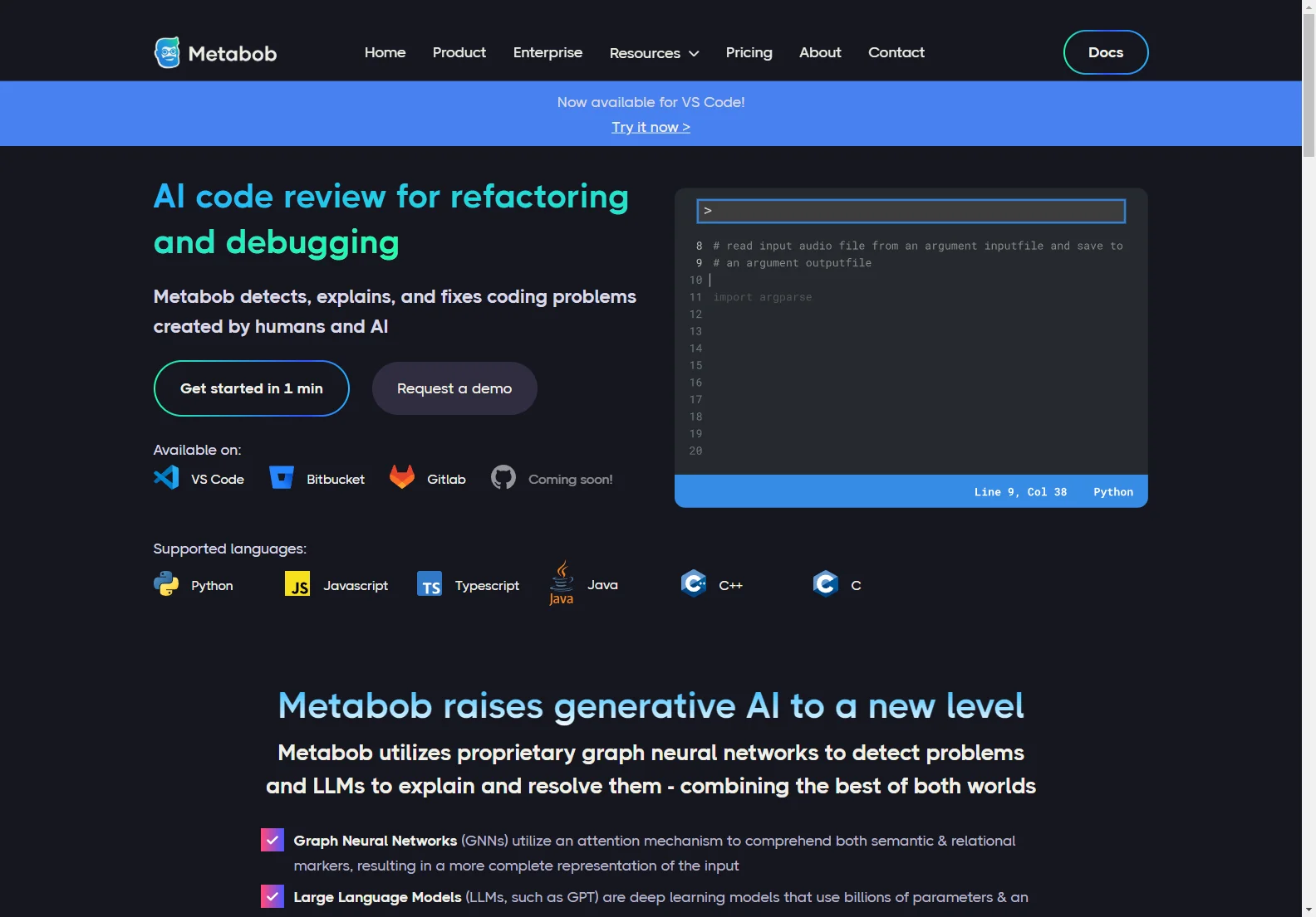 Metabob: AI-Powered Code Review for Faster Debugging and Refactoring