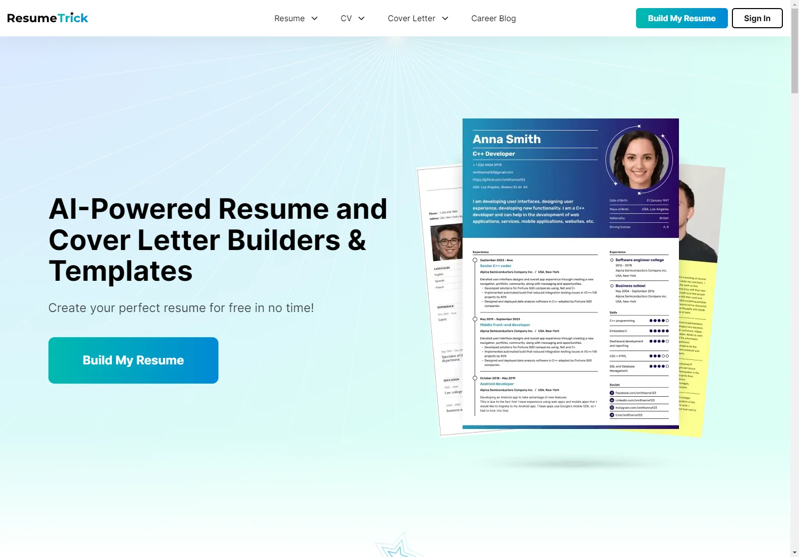 Resume Trick: Free AI-Powered Resume & Cover Letter Builder