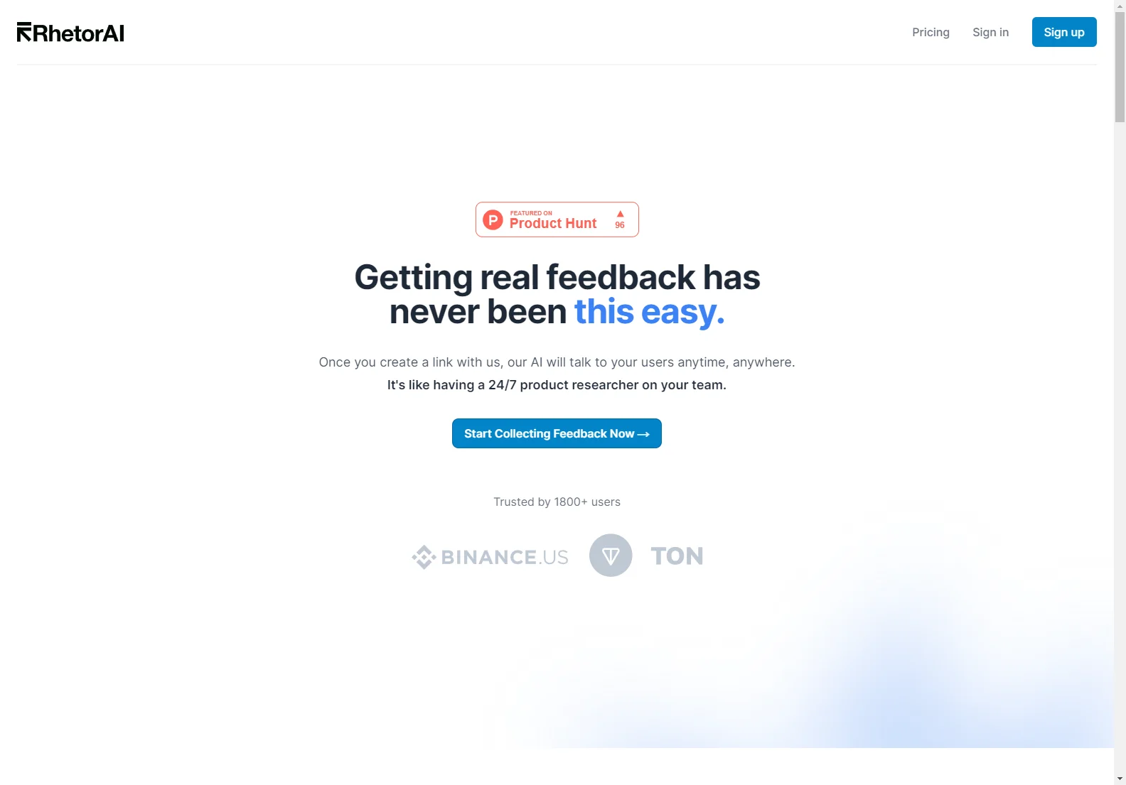 RhetorAI: AI-Powered Customer Feedback Collection for Data-Driven Decisions