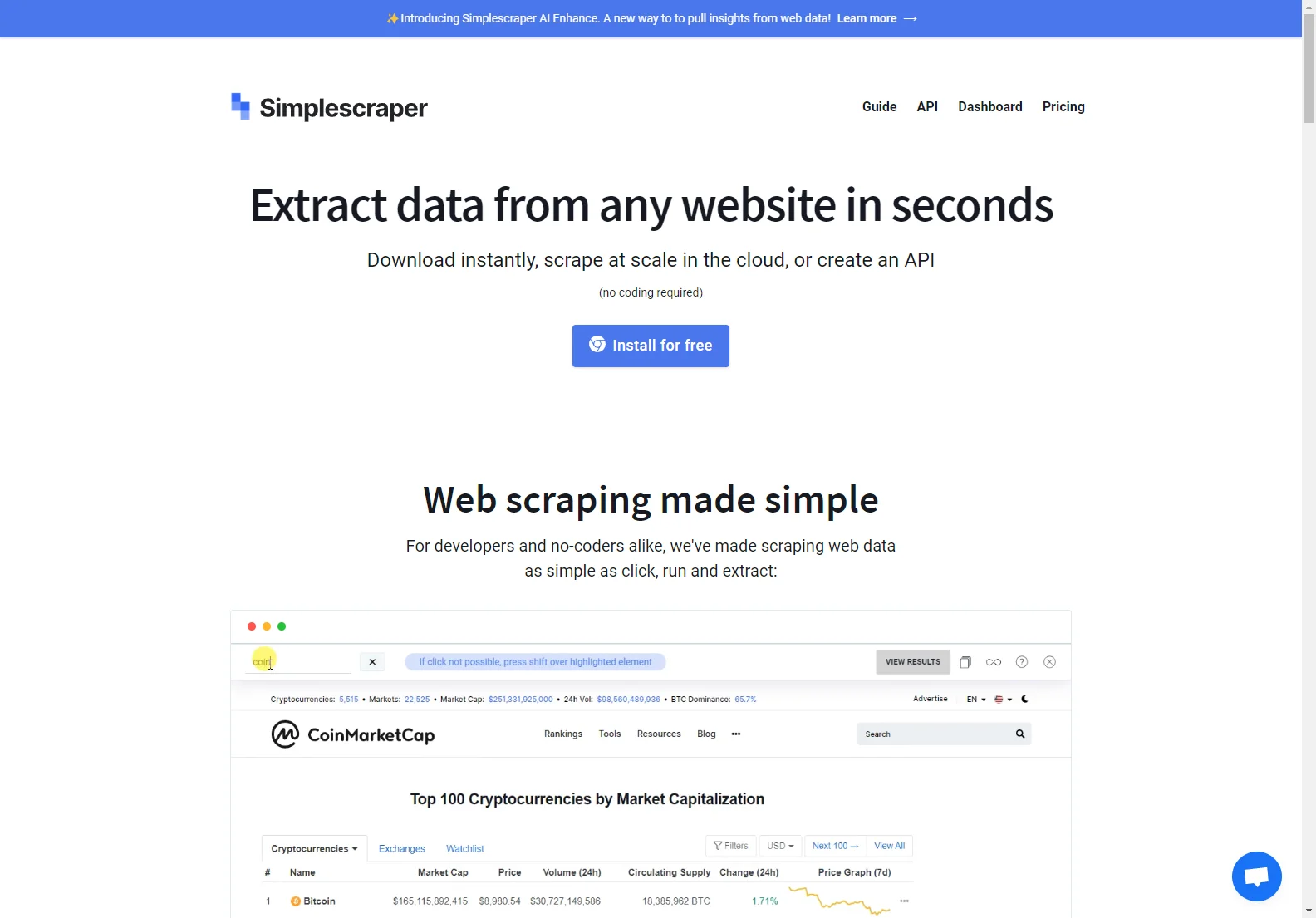 Simplescraper AI Enhance: Effortless Web Data Extraction with AI