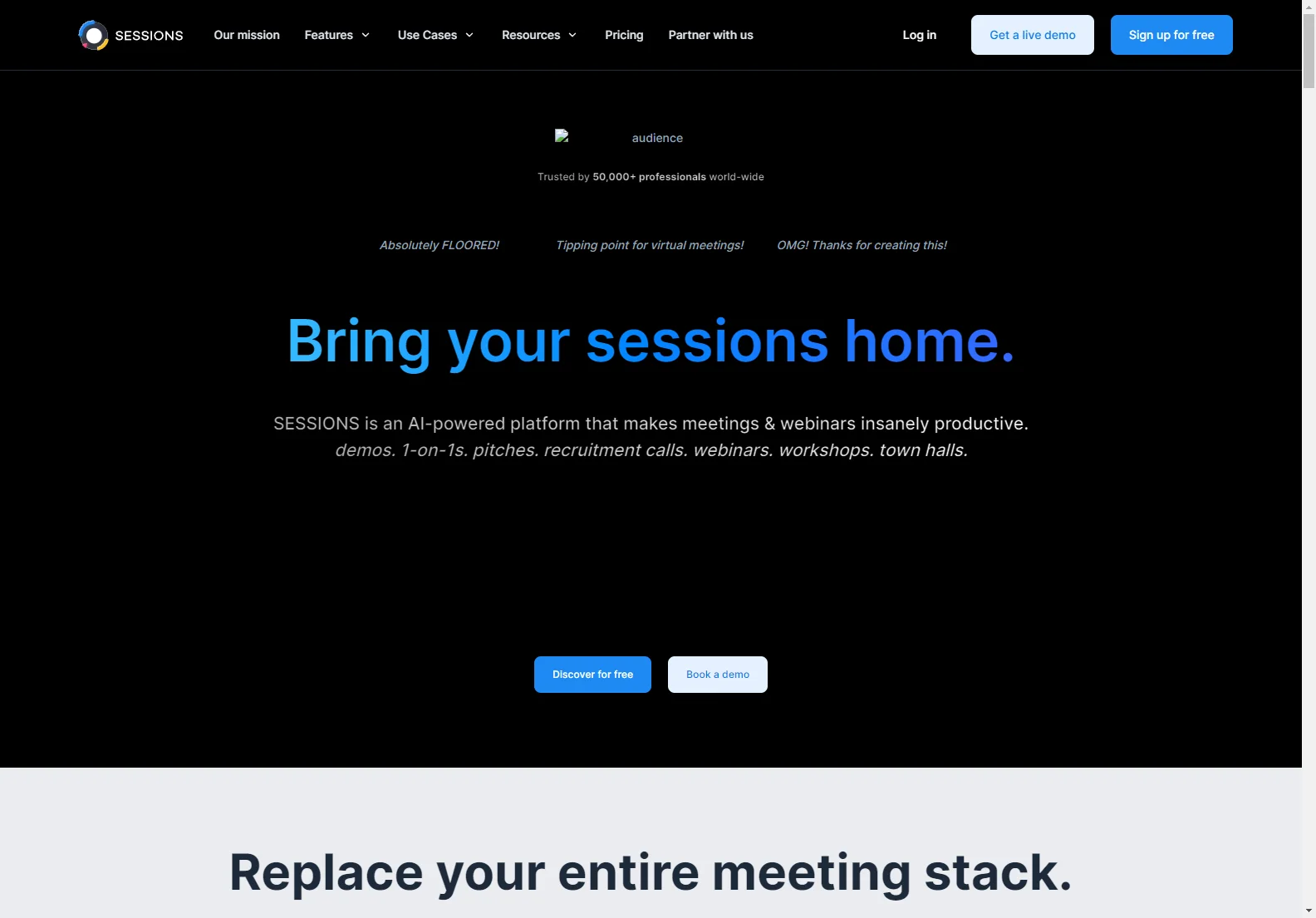 Sessions.us: AI-Powered Platform for Insanely Productive Virtual Meetings