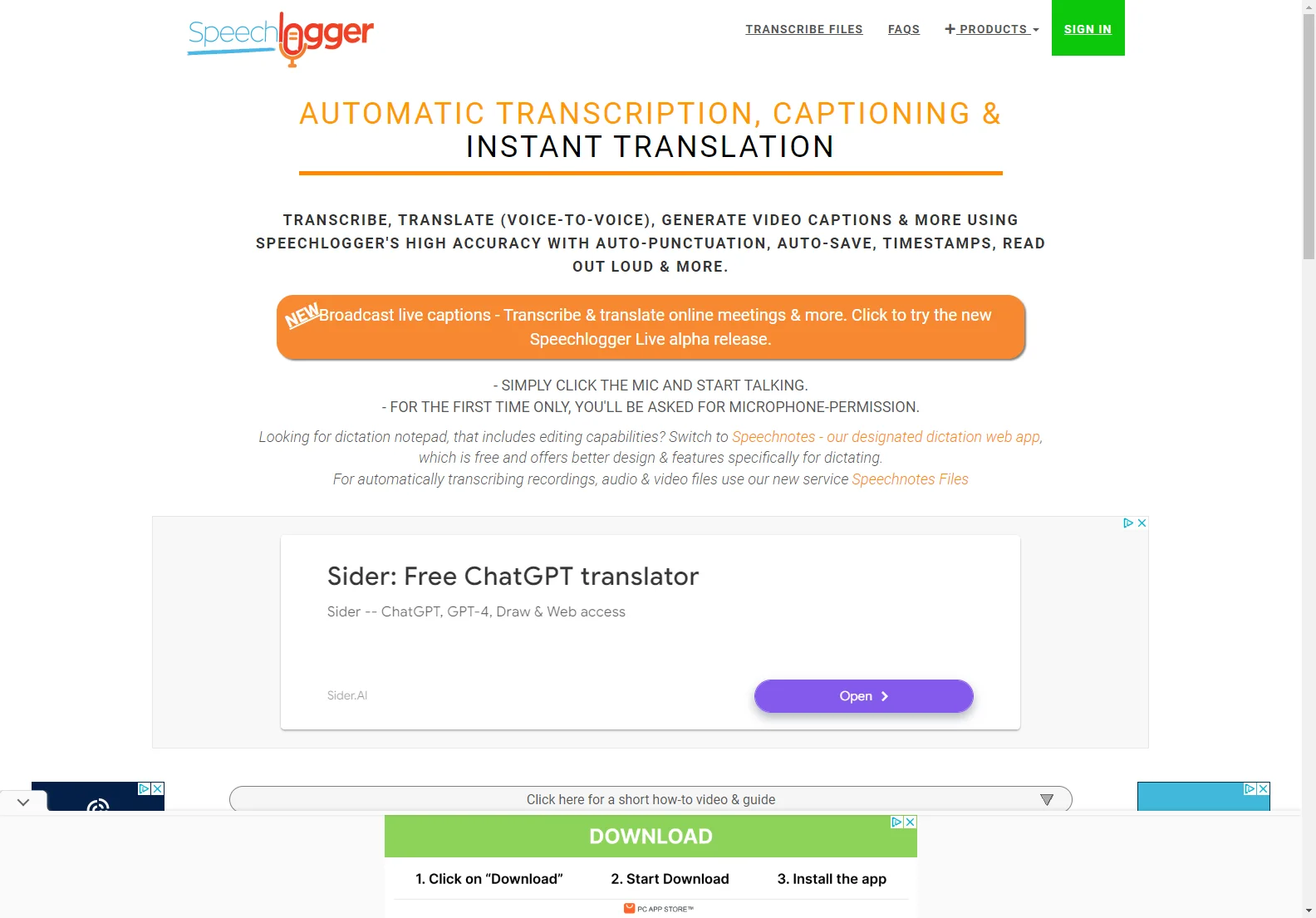 Speechlogger: AI-Powered Transcription, Captioning & Instant Translation