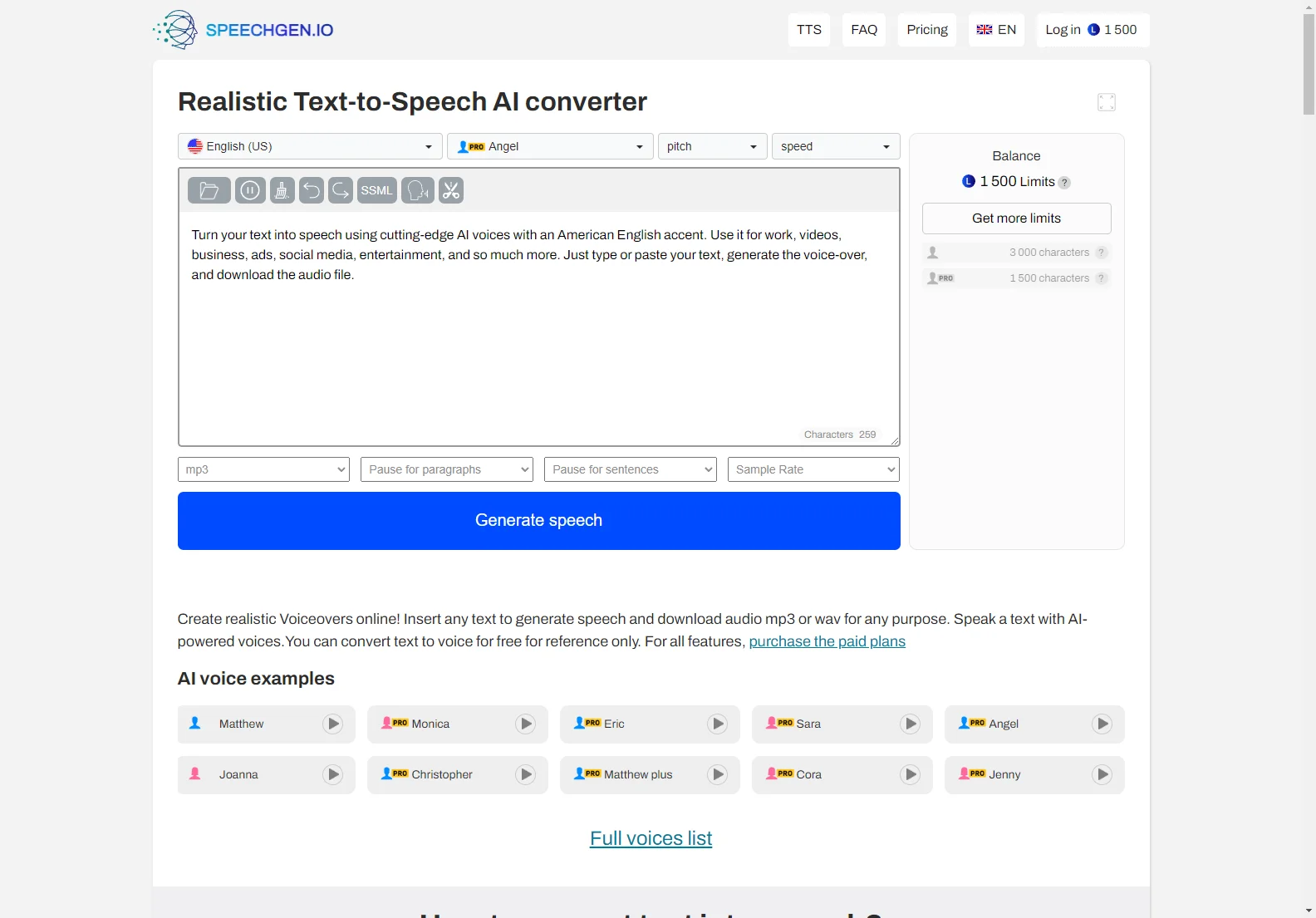 SpeechGen.io: Realistic Text-to-Speech Converter & AI Voice Generator