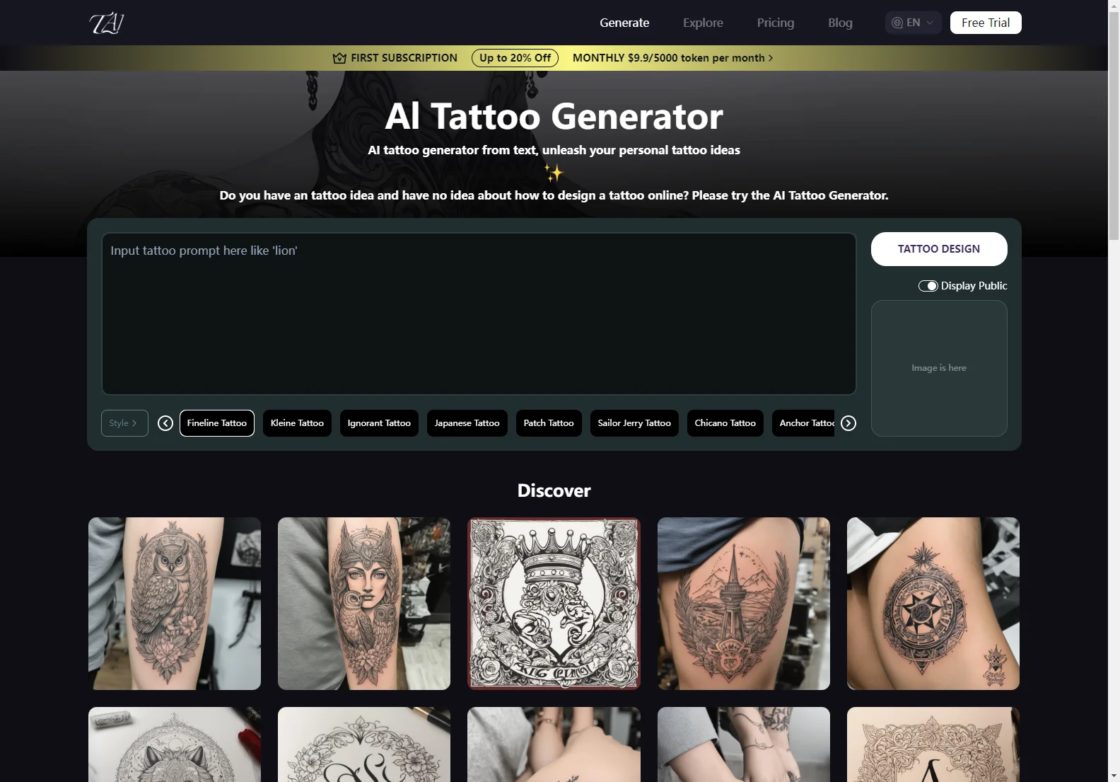 AI Tattoo Generator: Create Custom Tattoo Designs with AI