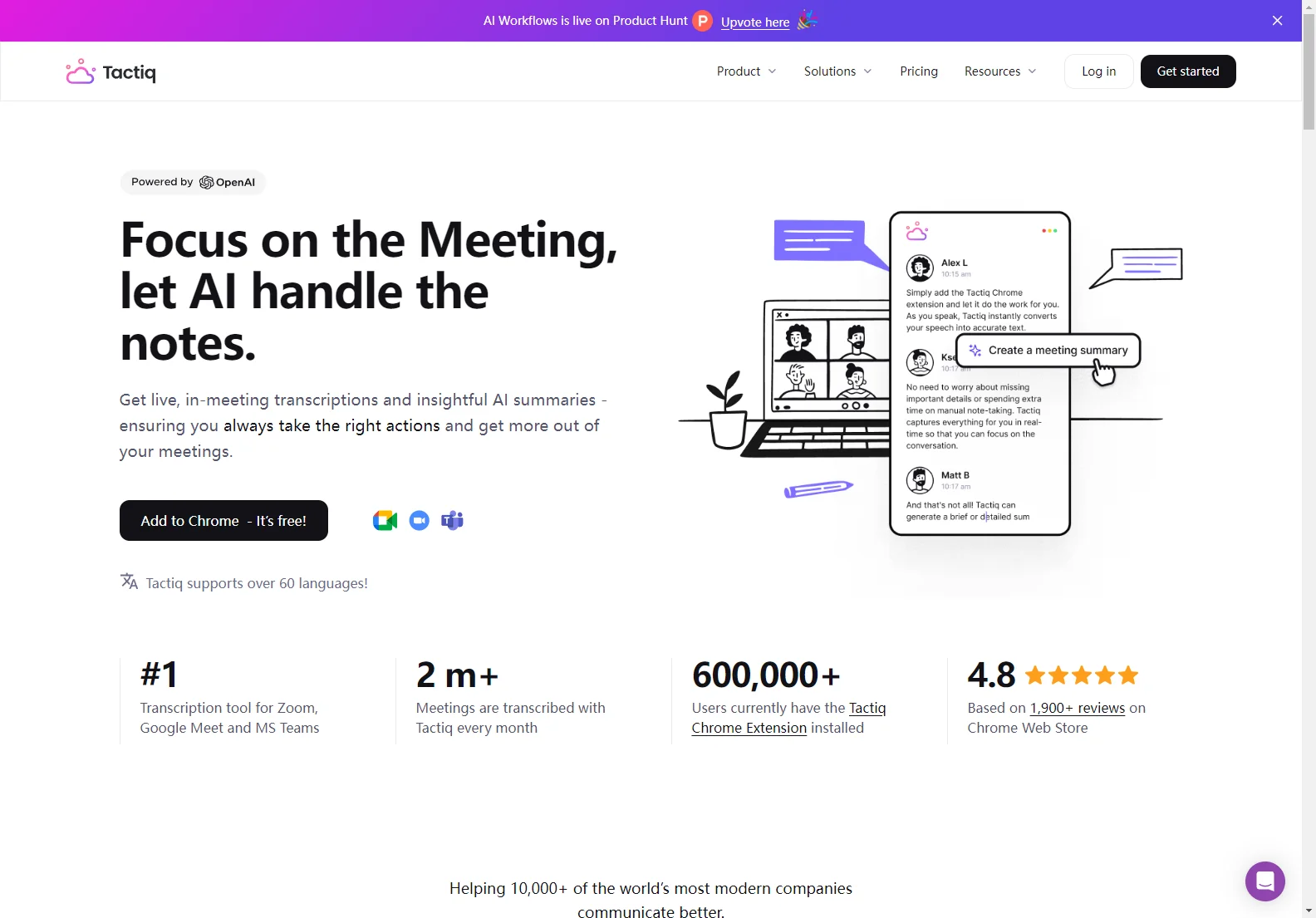 Tactiq.io: AI-Powered Meeting Transcription & Summarization for Enhanced Productivity