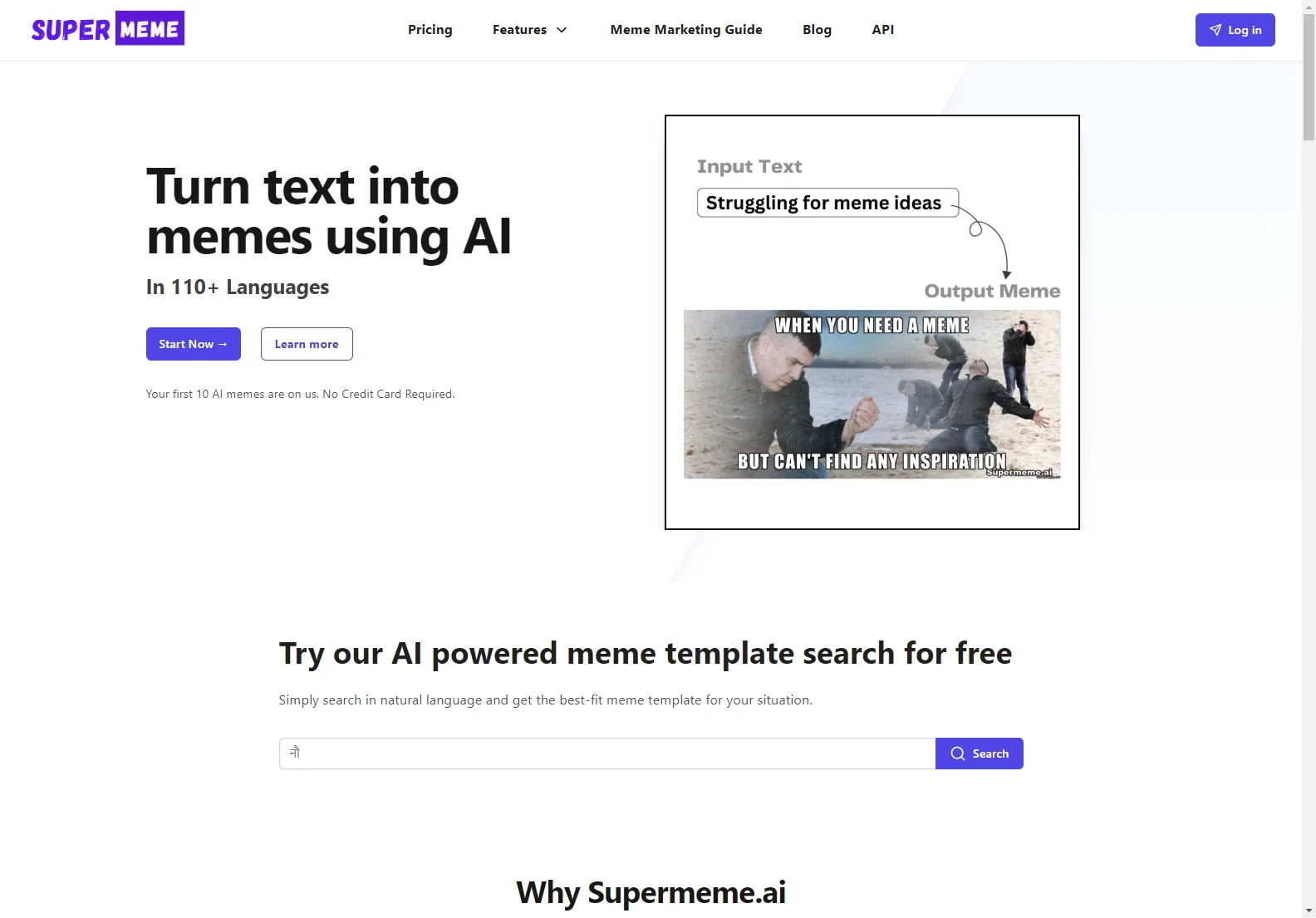 Supermeme.ai: AI Meme Generator - Turn Text into Memes in 110+ Languages