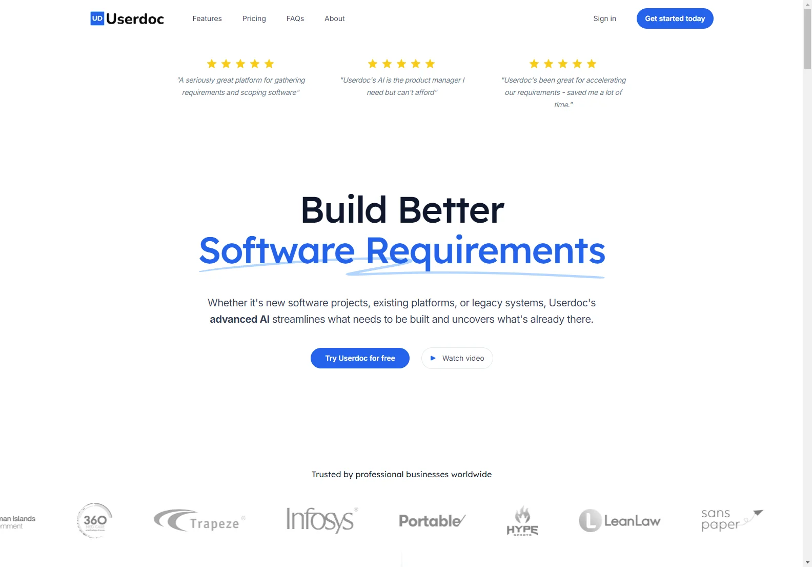 Userdoc: AI-Powered Software Requirements Management for Faster, Better Software