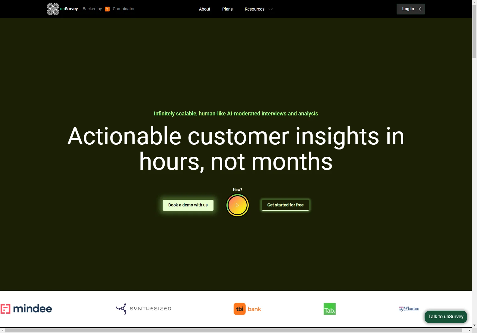 unSurvey: AI-Powered Interviews for Actionable Customer Insights