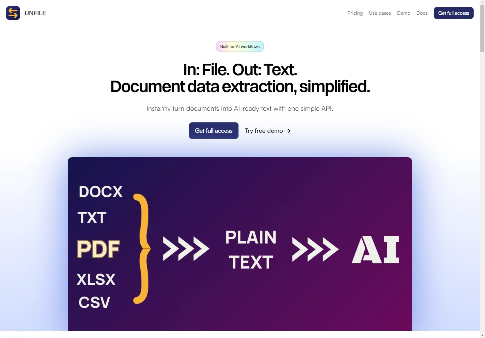 Unfile: Streamlined Document Data Extraction for AI APIs