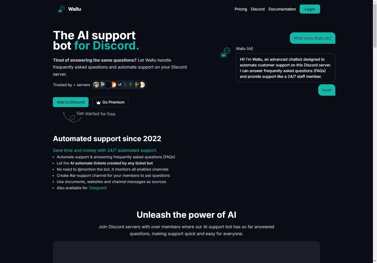 Wallu: AI-Powered Discord Support Bot for Automated FAQs and 24/7 Assistance