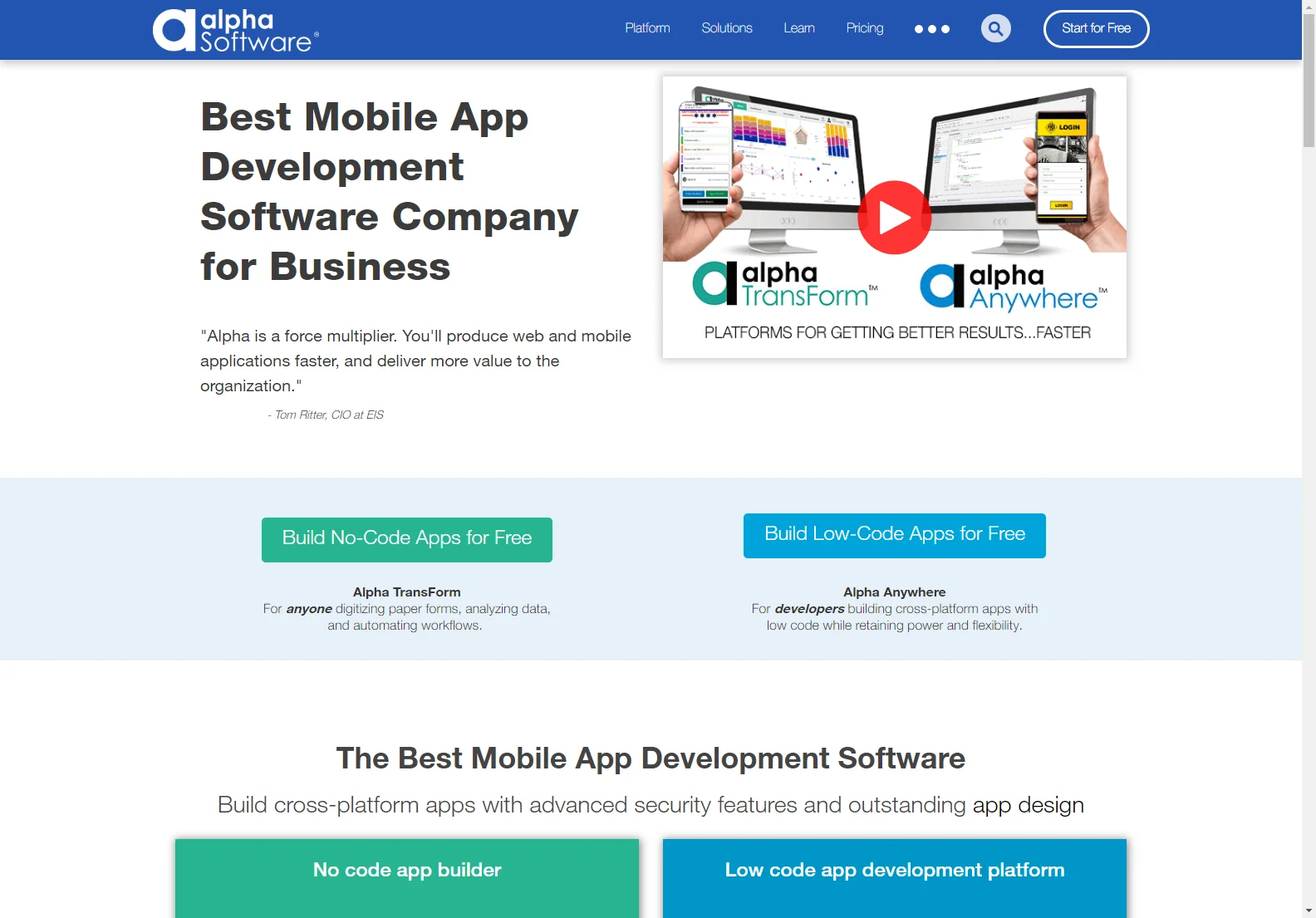 Alpha Software: No-Code & Low-Code App Development Platform