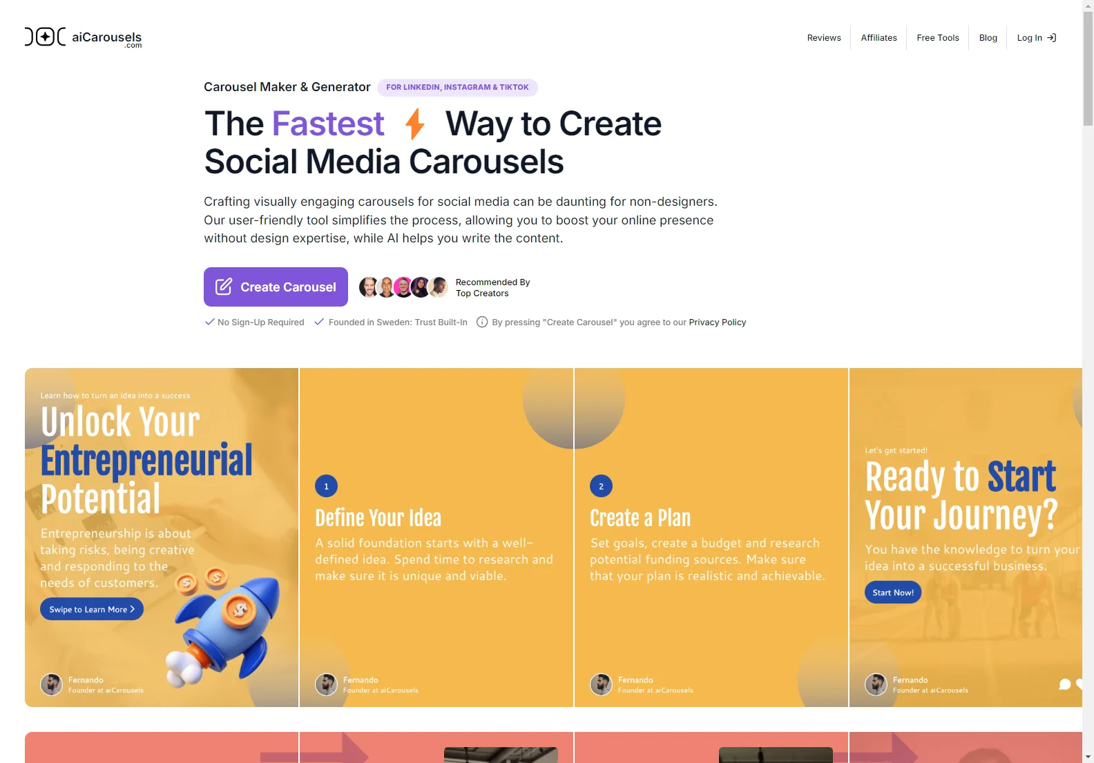 aiCarousels: AI-Powered Carousel Maker for LinkedIn, Instagram & TikTok