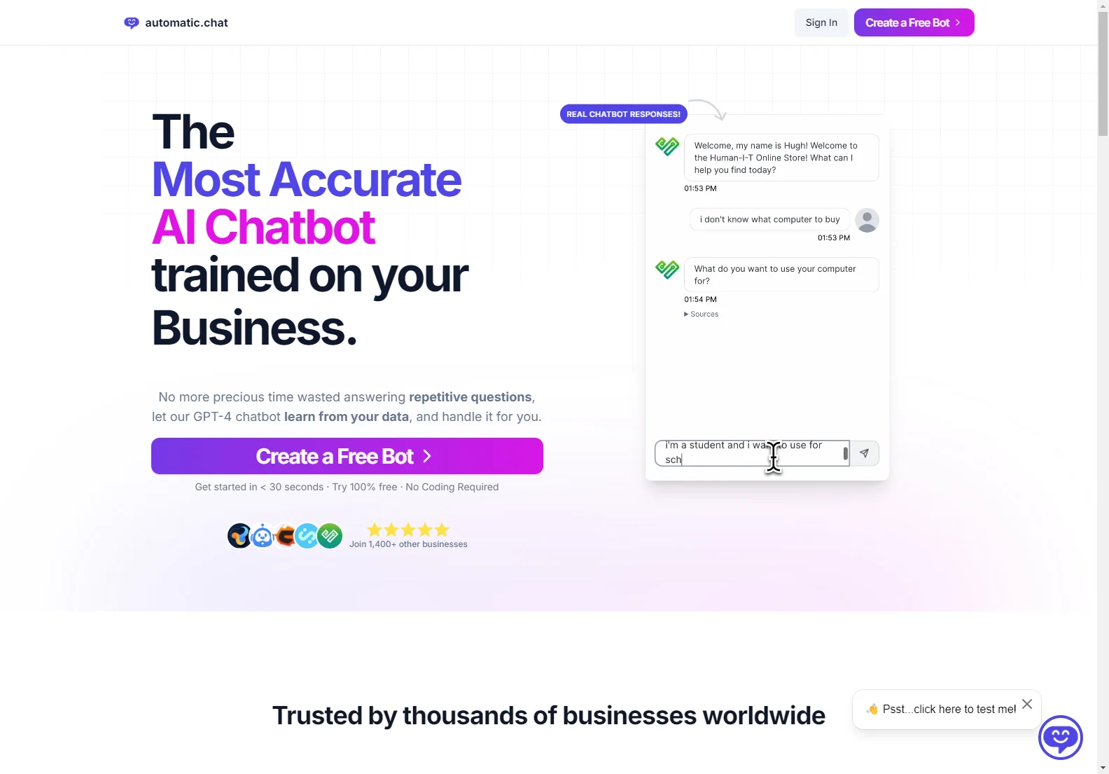 Automatic Chat: Accurate AI Chatbot for Businesses