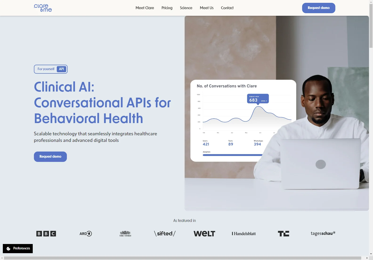 clare&me: AI-Powered Conversational APIs for Enhanced Behavioral Health