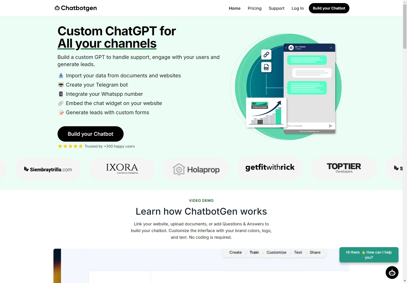 ChatbotGen: Build Custom ChatGPT Chatbots for Web, WhatsApp & Telegram