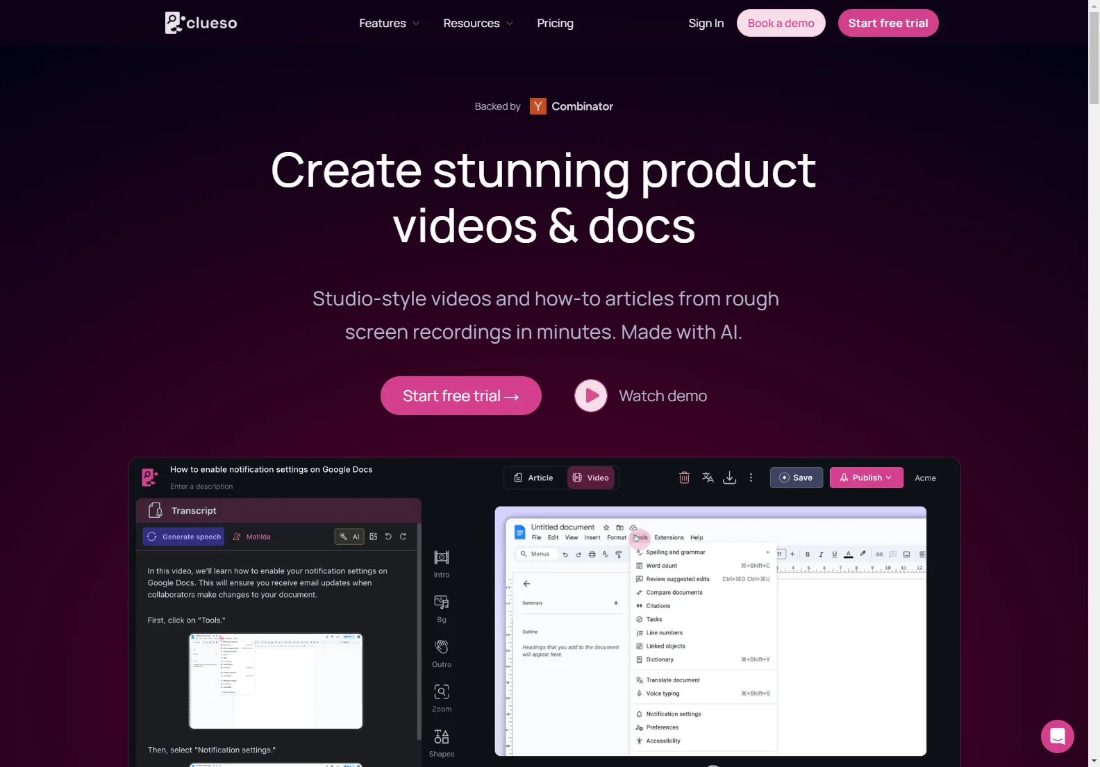 Clueso: AI-Powered Video & Documentation Creation