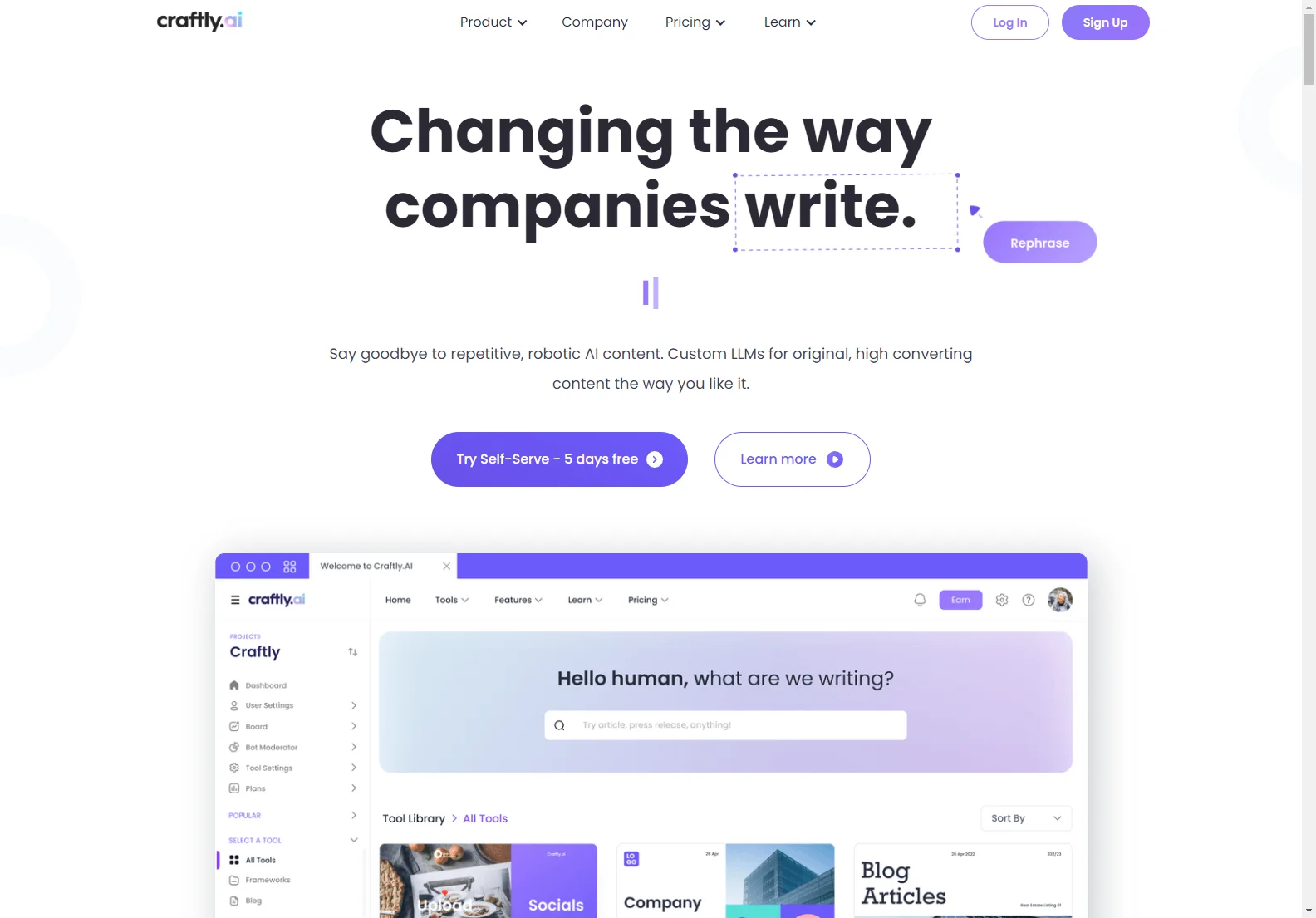 Craftly.AI: AI Copywriting Tool for Original, High-Converting Content