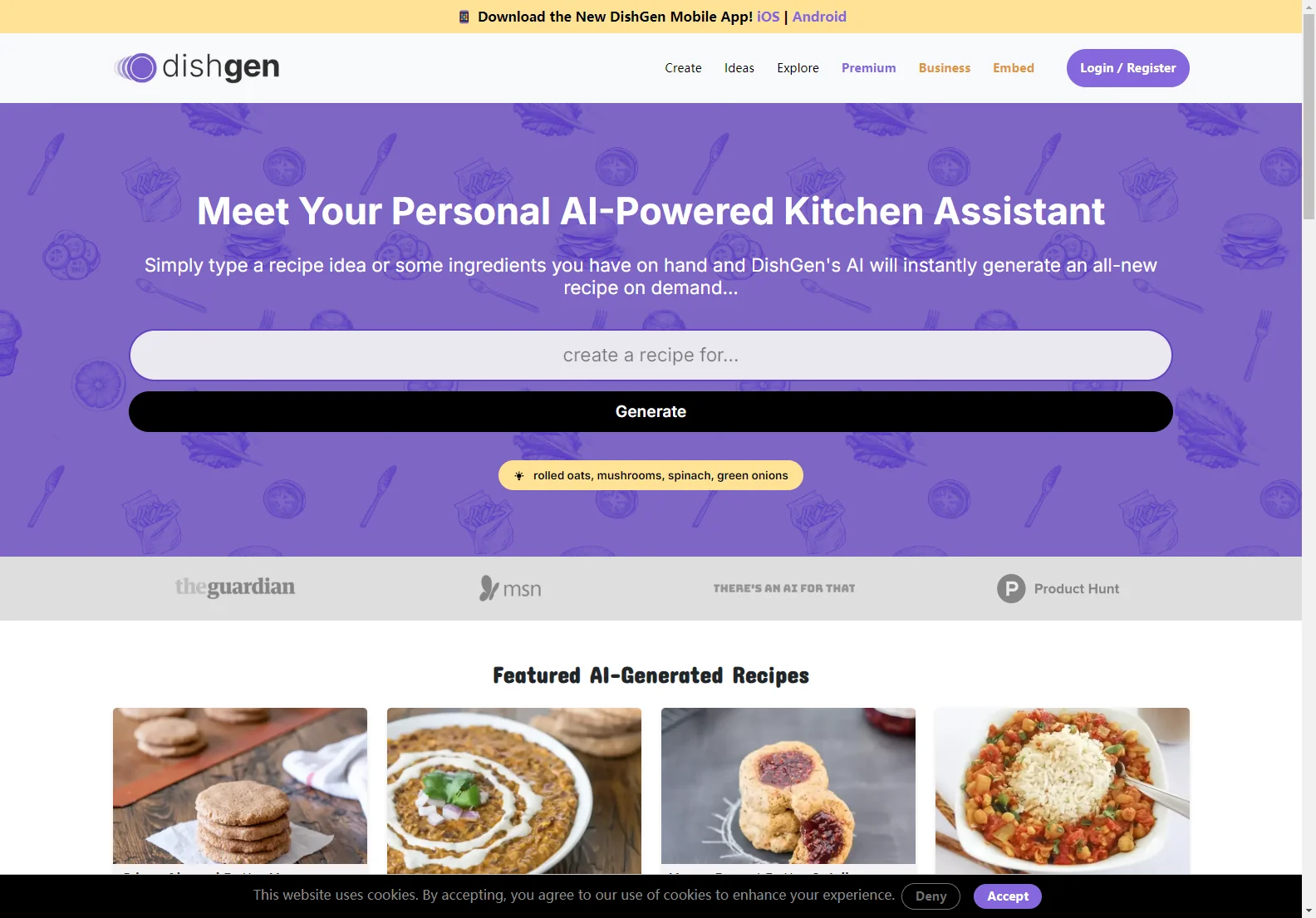 DishGen: AI-Powered Recipe Generator for Delicious & Unique Meals