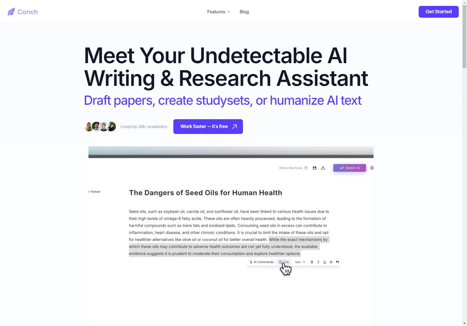 Conch AI: Undetectable AI Essay Writing & Research Assistant for Academics