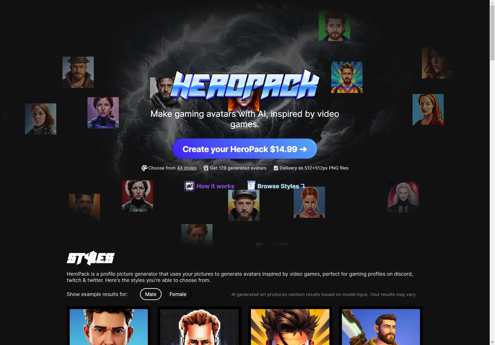 HeroPack: AI-Powered Gaming Avatar Generator for Discord, Twitch & Twitter