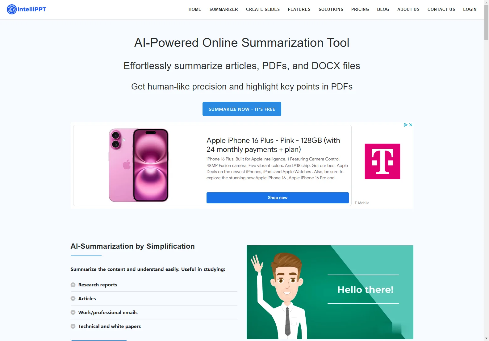 IntelliPPT: AI-Powered Online Summarization Tool for Articles, PDFs & DOCX