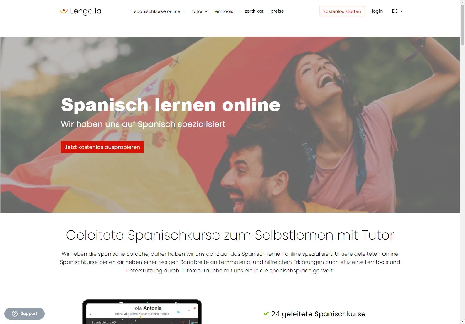 Spanisch Lernen Online: 24 Kurse mit Tutor & Zertifikat - Lengalia