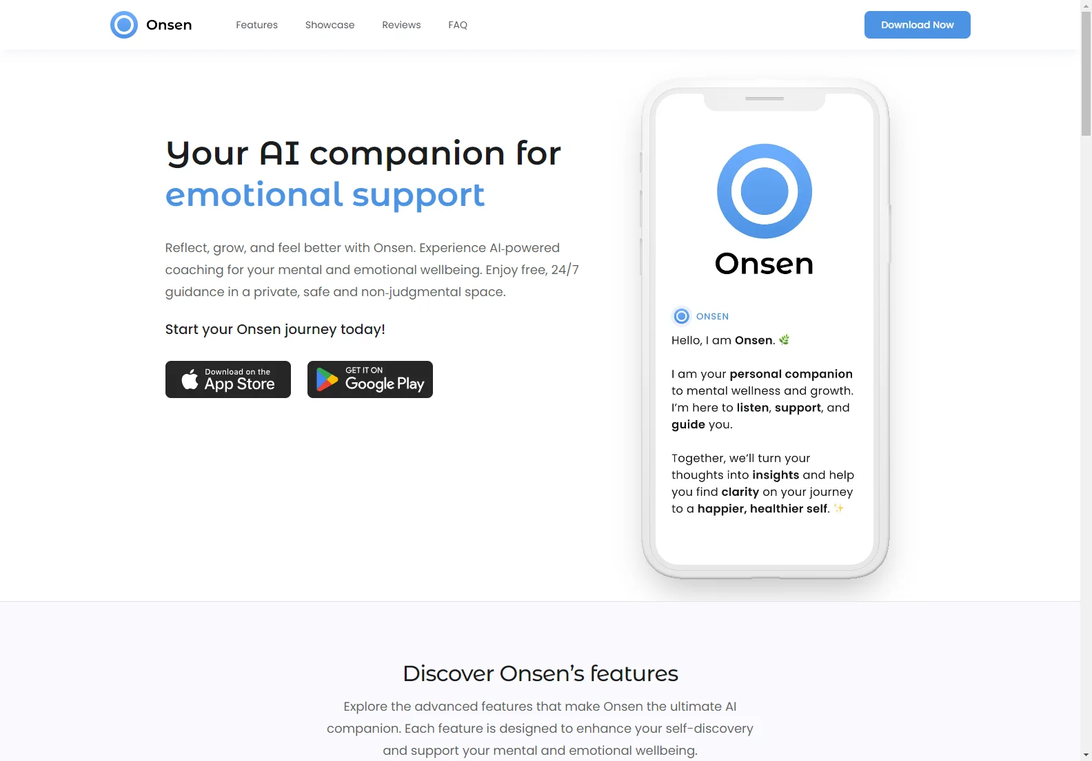 Onsen: Your AI Companion for Mental Wellbeing and Emotional Growth