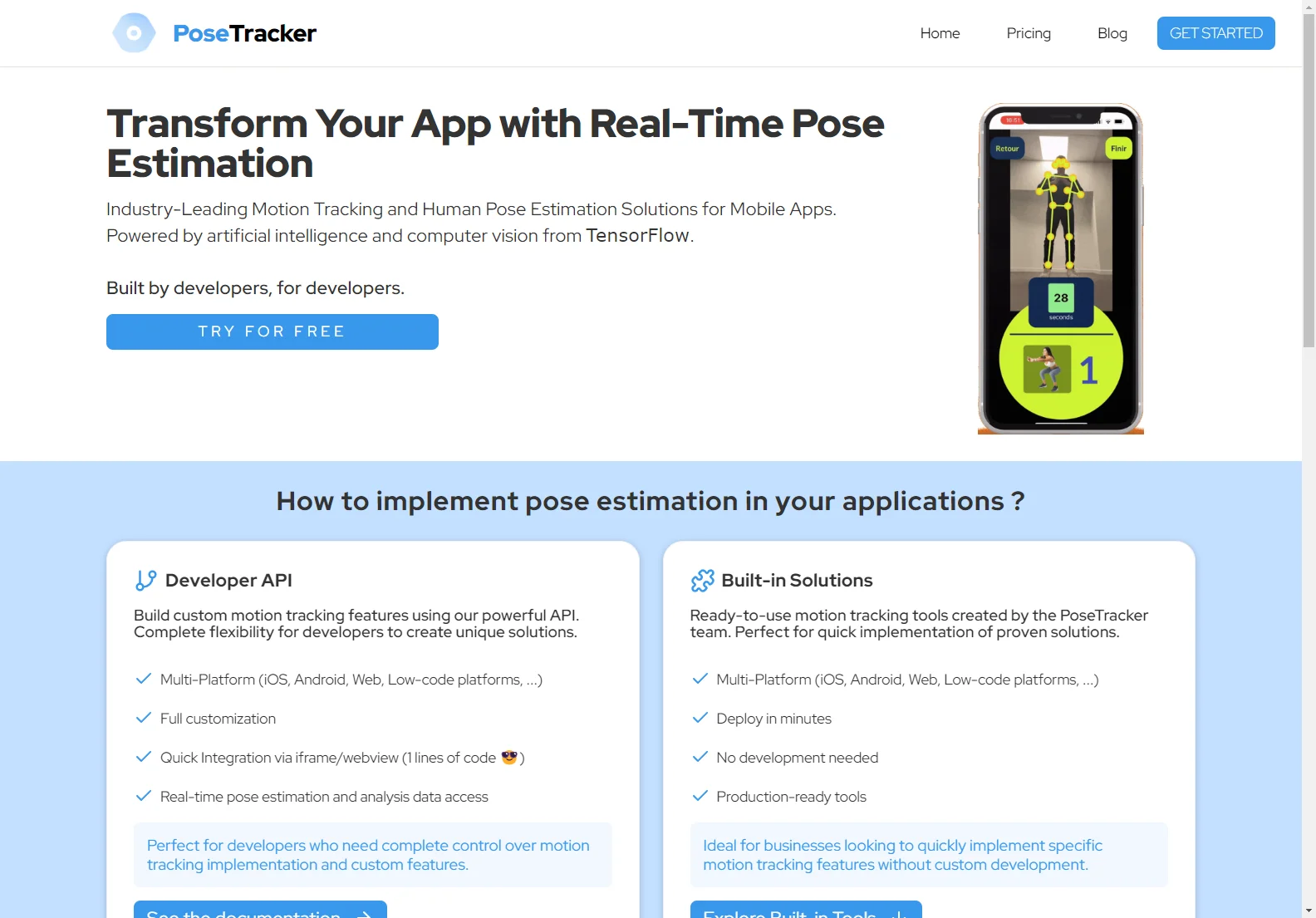 PoseTracker: Real-Time Pose Estimation AI for Mobile Apps