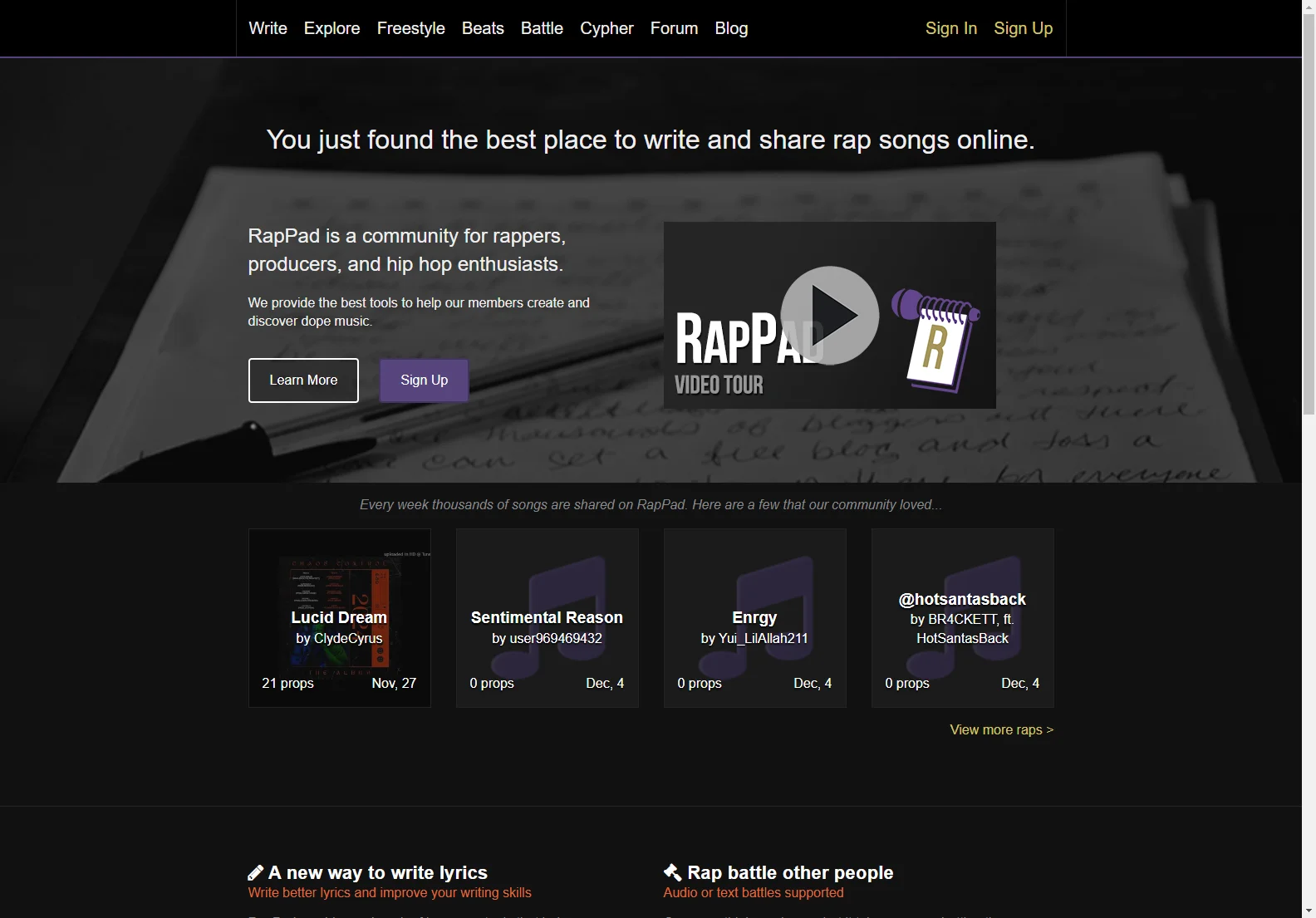 RapPad: Write, Share, and Battle Rap Songs Online