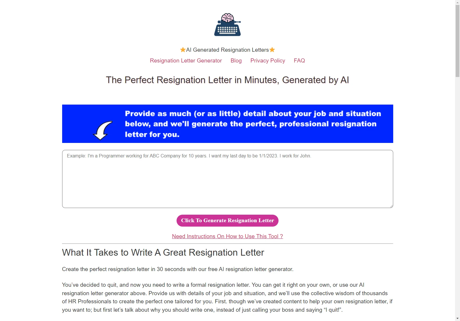 AI Resignation Letter Generator: Perfect Resignation Letters in Minutes