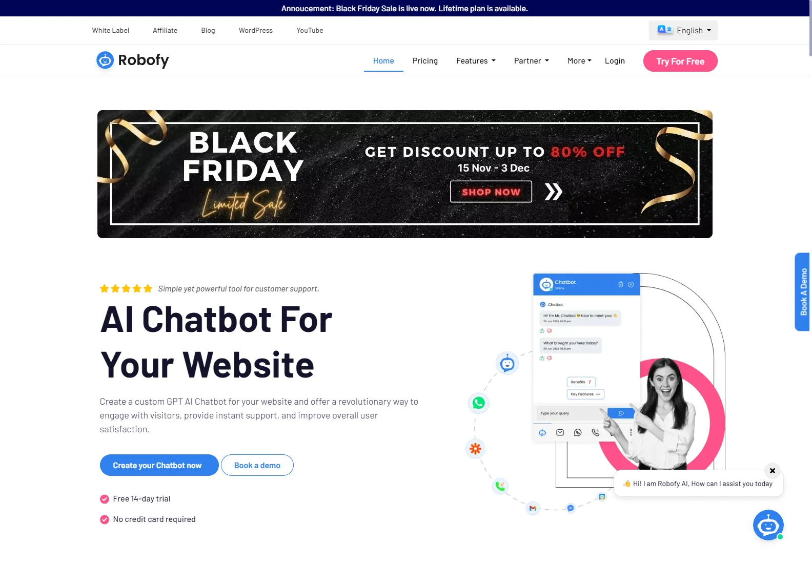 Robofy: AI Chatbot for Websites - Boost Engagement & Reduce Support Costs