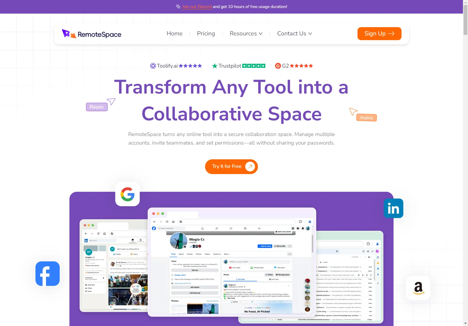 RemoteSpace: Secure Collaboration for Any Online Tool