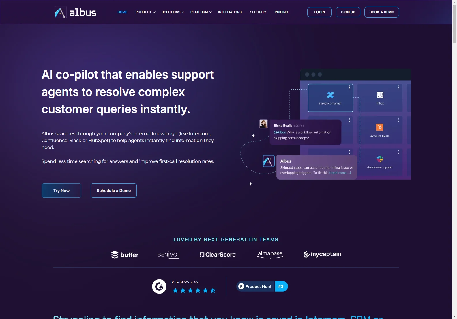 Albus: AI-Powered Support Agent Co-pilot for Instant Query Resolution