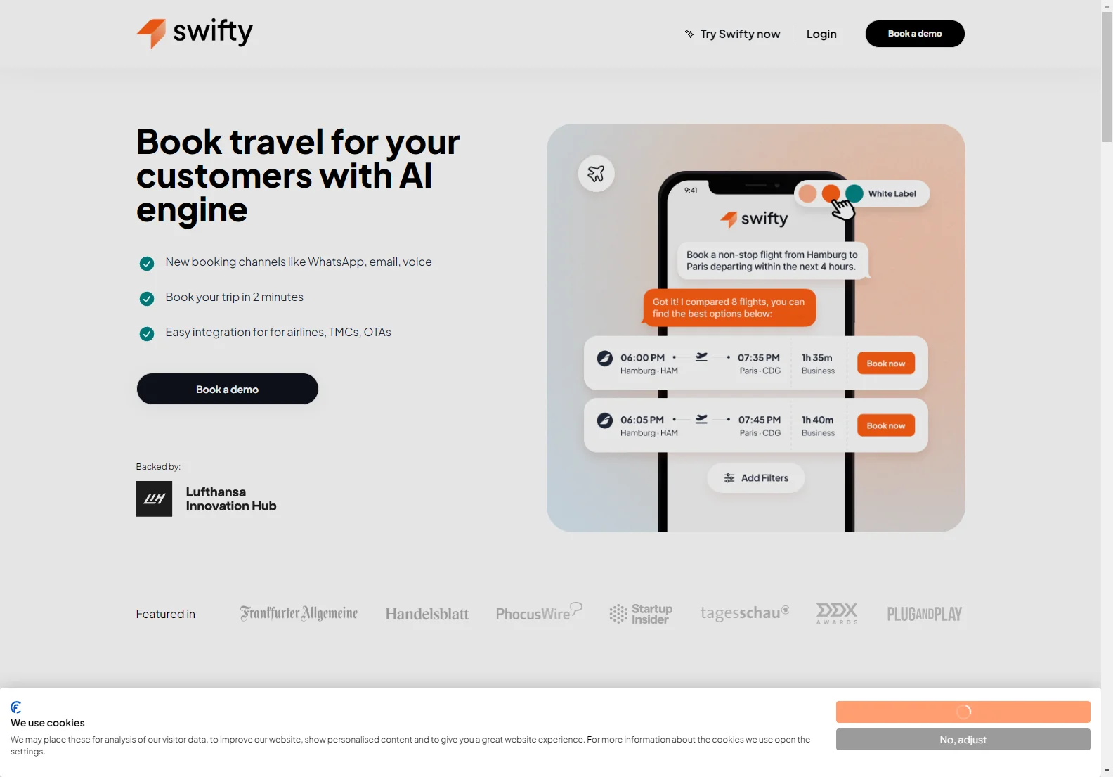 Swifty: AI-Powered Business Travel Assistant for Streamlined Bookings and Increased Revenue