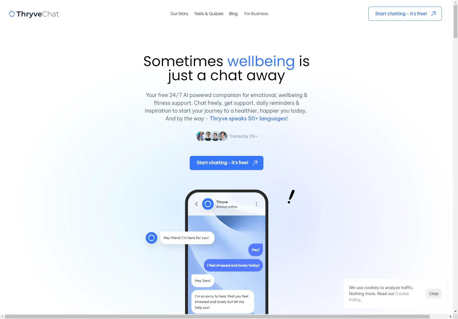 Thryve: Free 24/7 AI Wellbeing Support Chatbot