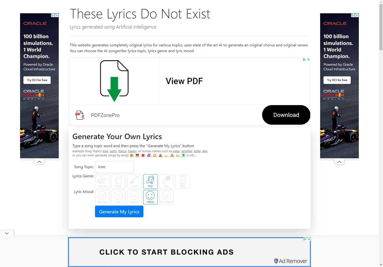 AI Song Lyrics Generator: These Lyrics Do Not Exist