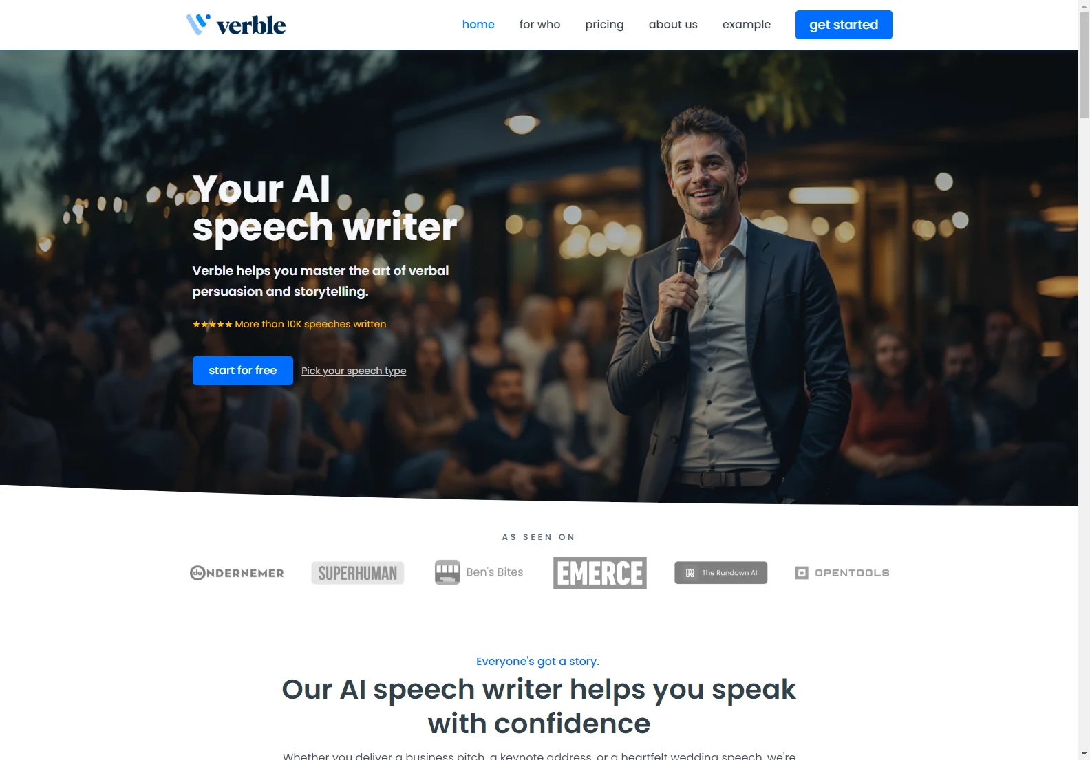 Verble: Your AI Speech-Writing Assistant for Compelling Speeches