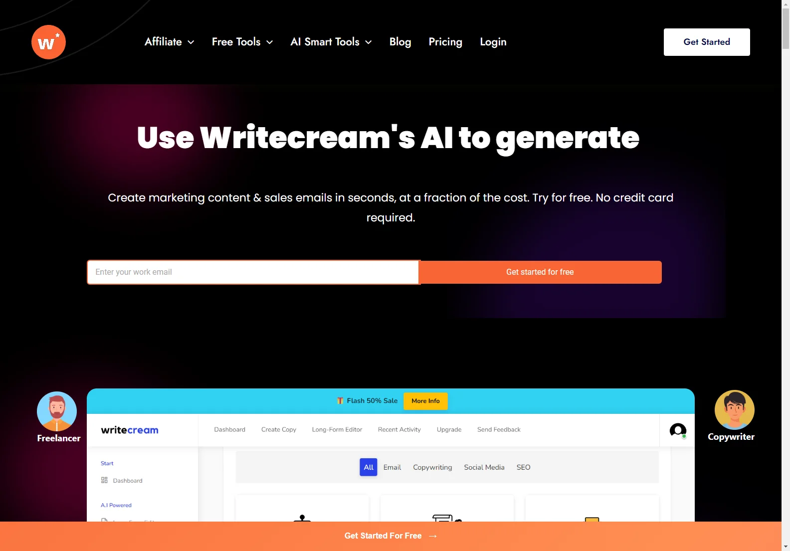 Writecream: AI-Powered Content Creation for Marketing and Sales